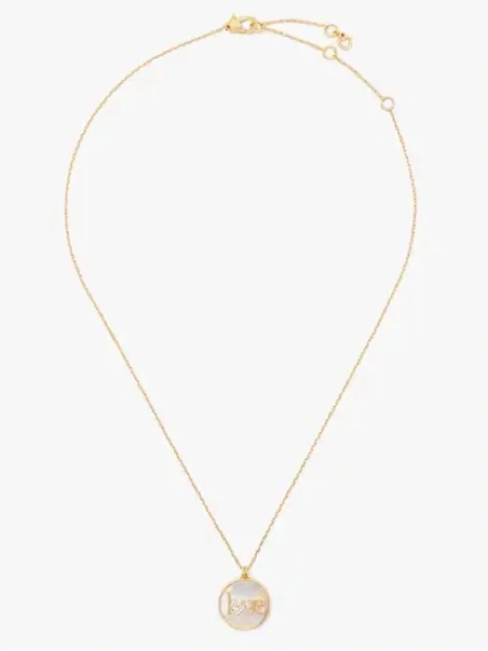 Kate Spade ♠️ Gold plated  'Love' Pendant Necklace with Mother-of-Pearl Inlay